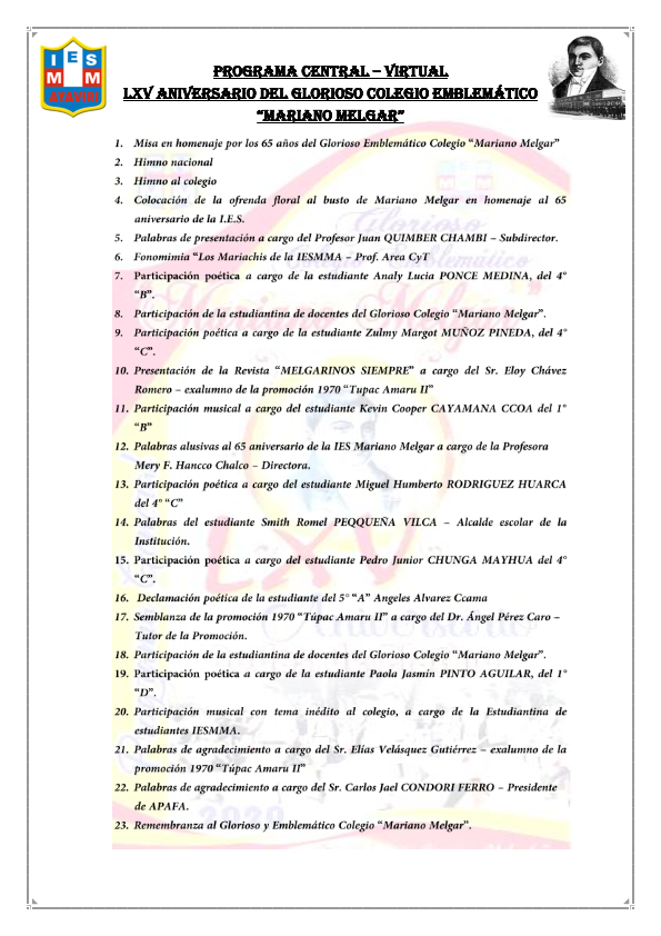 PROGRAMACIÓN POR EL 65 ANIVERSARIO BODAS DE PLATINO MARIANO MELGAR_001